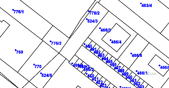 Parcela st. 490 v KÚ Veverská Bítýška, Katastrální mapa