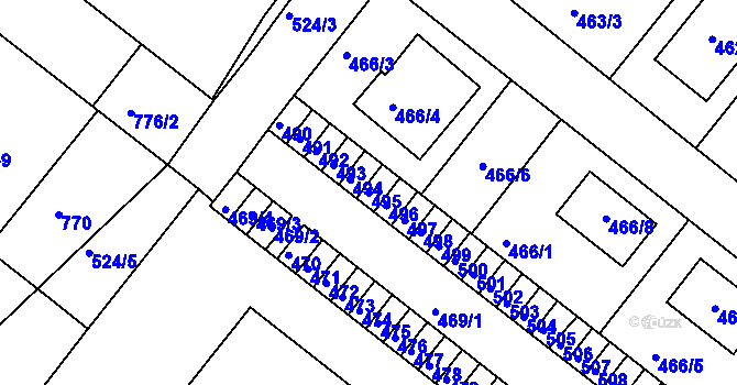 Parcela st. 495 v KÚ Veverská Bítýška, Katastrální mapa