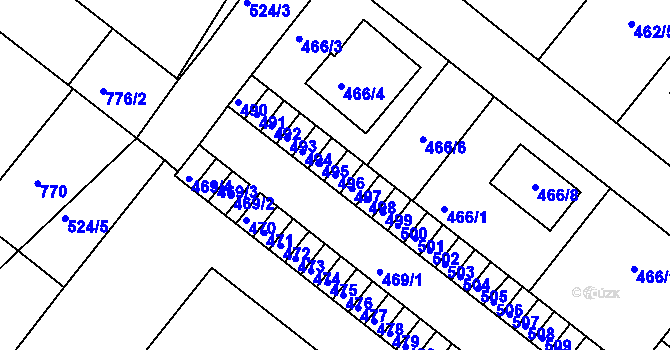 Parcela st. 496 v KÚ Veverská Bítýška, Katastrální mapa