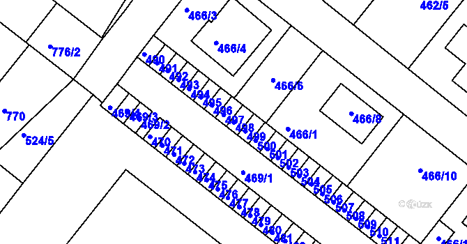 Parcela st. 498 v KÚ Veverská Bítýška, Katastrální mapa