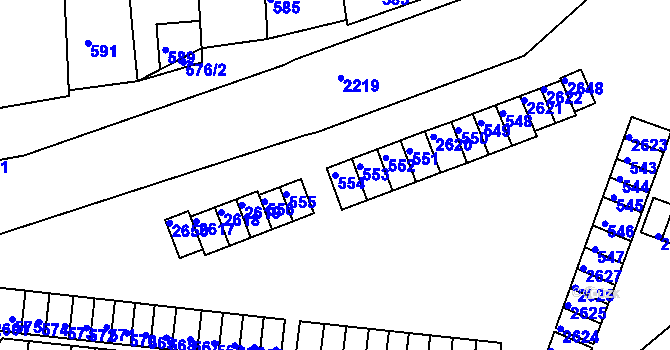 Parcela st. 554 v KÚ Veverská Bítýška, Katastrální mapa