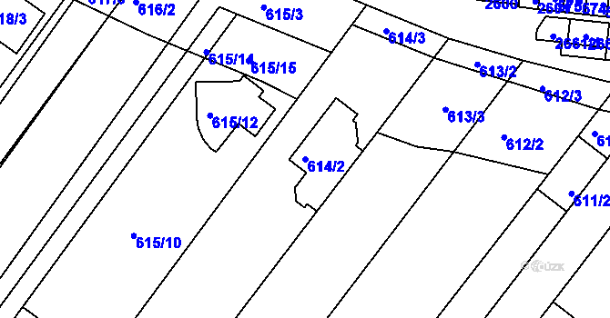 Parcela st. 614/2 v KÚ Veverská Bítýška, Katastrální mapa