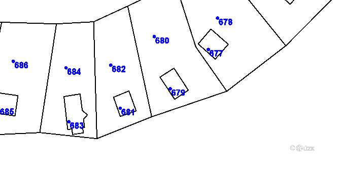 Parcela st. 679 v KÚ Veverská Bítýška, Katastrální mapa