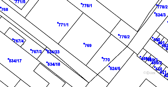 Parcela st. 769 v KÚ Veverská Bítýška, Katastrální mapa