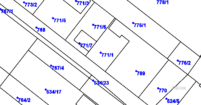 Parcela st. 771/1 v KÚ Veverská Bítýška, Katastrální mapa