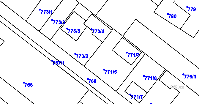 Parcela st. 771/2 v KÚ Veverská Bítýška, Katastrální mapa
