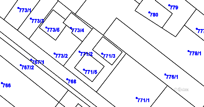 Parcela st. 771/3 v KÚ Veverská Bítýška, Katastrální mapa
