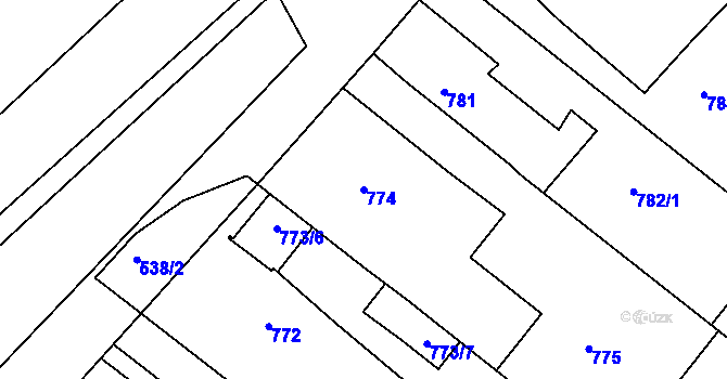 Parcela st. 774 v KÚ Veverská Bítýška, Katastrální mapa