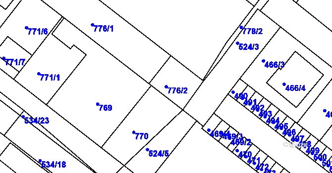 Parcela st. 776/2 v KÚ Veverská Bítýška, Katastrální mapa