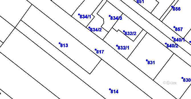Parcela st. 817 v KÚ Veverská Bítýška, Katastrální mapa