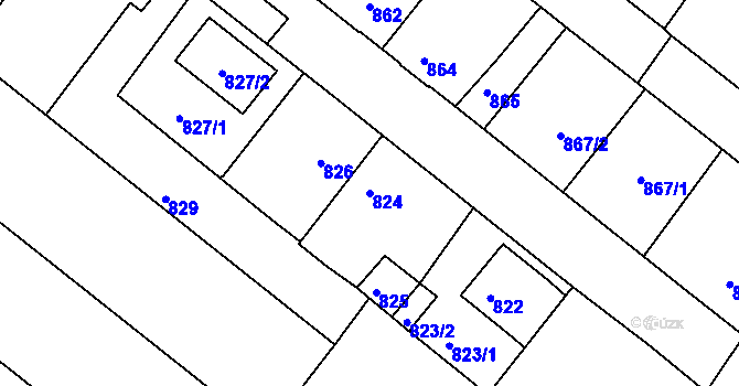 Parcela st. 824 v KÚ Veverská Bítýška, Katastrální mapa