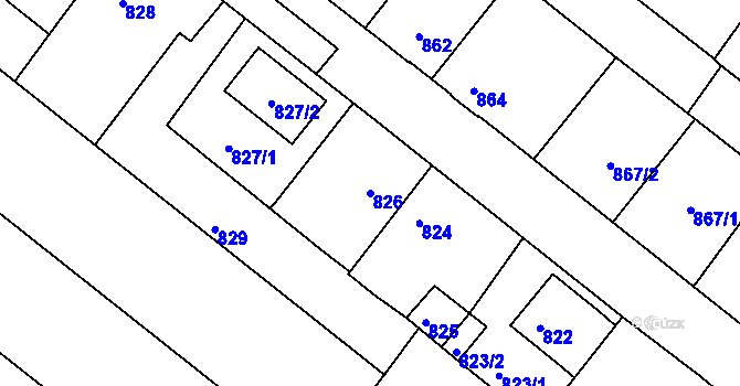 Parcela st. 826 v KÚ Veverská Bítýška, Katastrální mapa