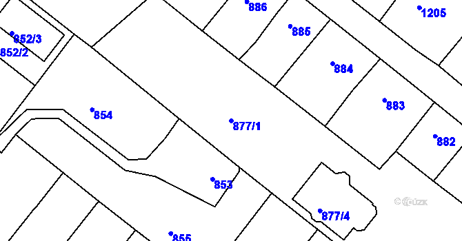 Parcela st. 877/1 v KÚ Veverská Bítýška, Katastrální mapa