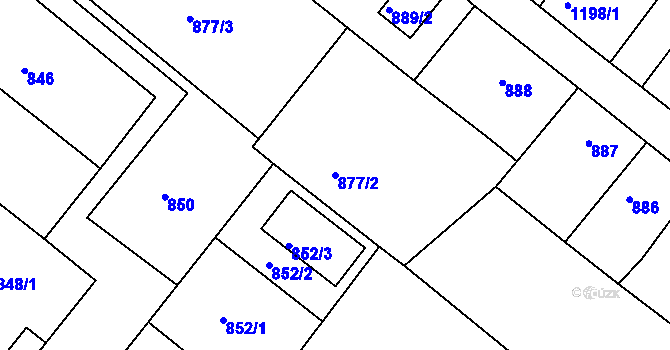 Parcela st. 877/2 v KÚ Veverská Bítýška, Katastrální mapa
