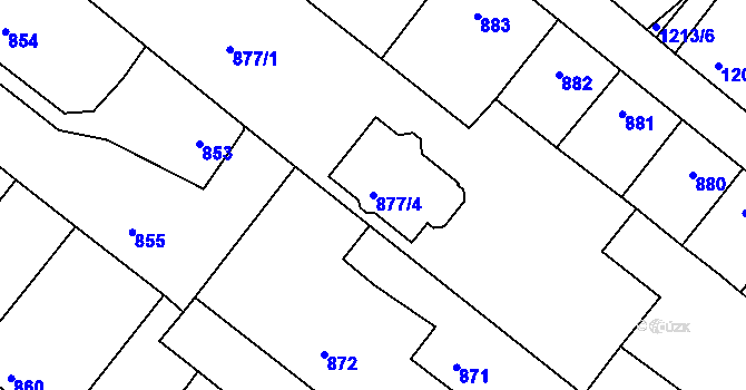 Parcela st. 877/4 v KÚ Veverská Bítýška, Katastrální mapa