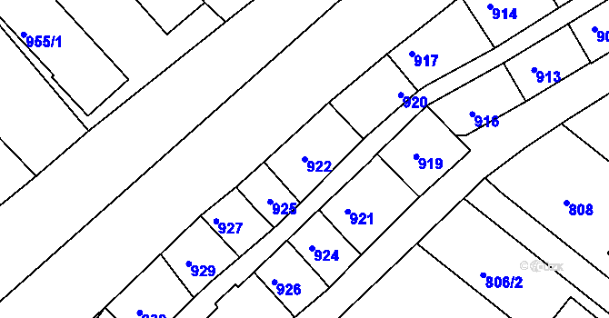 Parcela st. 922 v KÚ Veverská Bítýška, Katastrální mapa