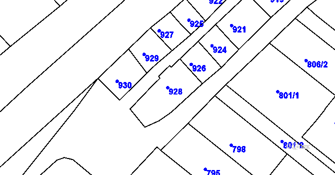 Parcela st. 928 v KÚ Veverská Bítýška, Katastrální mapa