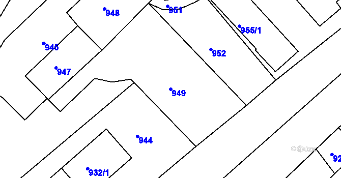 Parcela st. 949 v KÚ Veverská Bítýška, Katastrální mapa