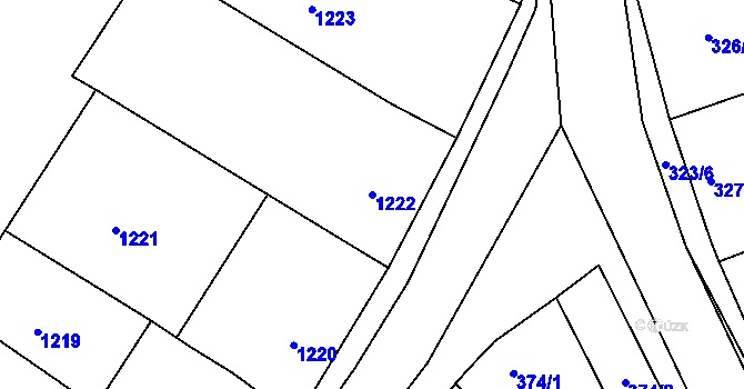 Parcela st. 1222 v KÚ Veverská Bítýška, Katastrální mapa