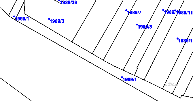 Parcela st. 1989/22 v KÚ Veverská Bítýška, Katastrální mapa