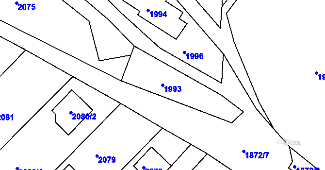 Parcela st. 1993 v KÚ Veverská Bítýška, Katastrální mapa