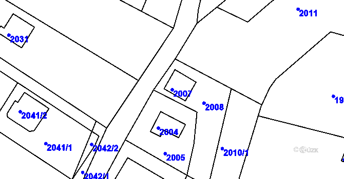 Parcela st. 2007 v KÚ Veverská Bítýška, Katastrální mapa