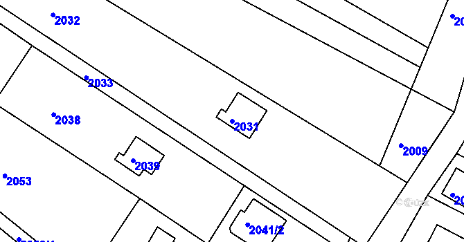 Parcela st. 2031 v KÚ Veverská Bítýška, Katastrální mapa
