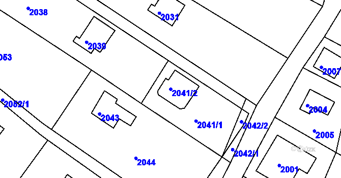 Parcela st. 2041/2 v KÚ Veverská Bítýška, Katastrální mapa
