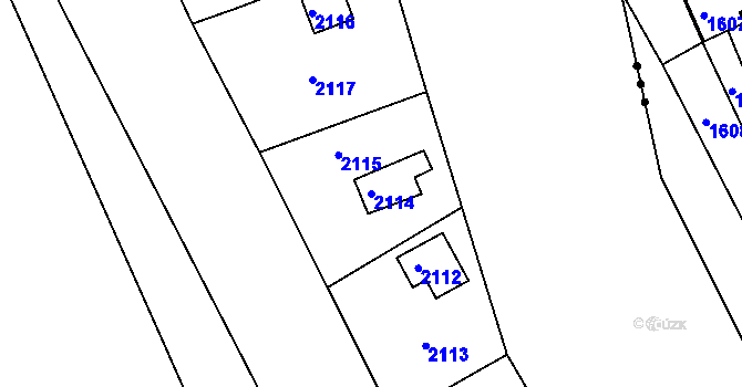 Parcela st. 2114 v KÚ Veverská Bítýška, Katastrální mapa