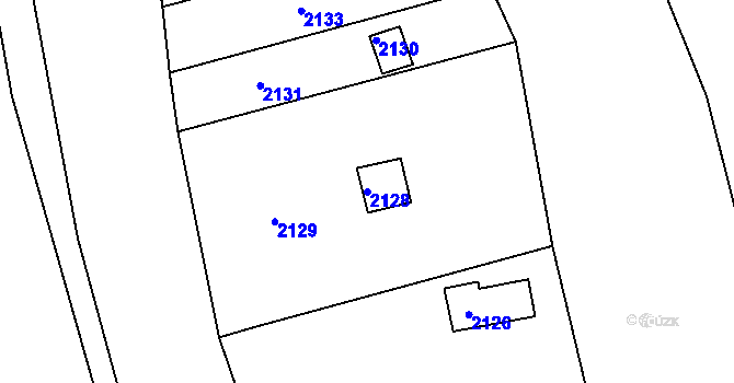 Parcela st. 2128 v KÚ Veverská Bítýška, Katastrální mapa