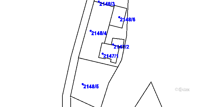 Parcela st. 2147/1 v KÚ Veverská Bítýška, Katastrální mapa
