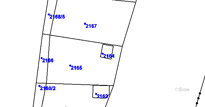 Parcela st. 2164 v KÚ Veverská Bítýška, Katastrální mapa