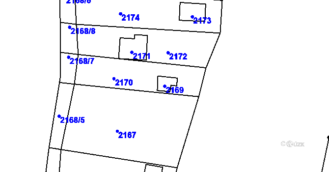 Parcela st. 2169 v KÚ Veverská Bítýška, Katastrální mapa