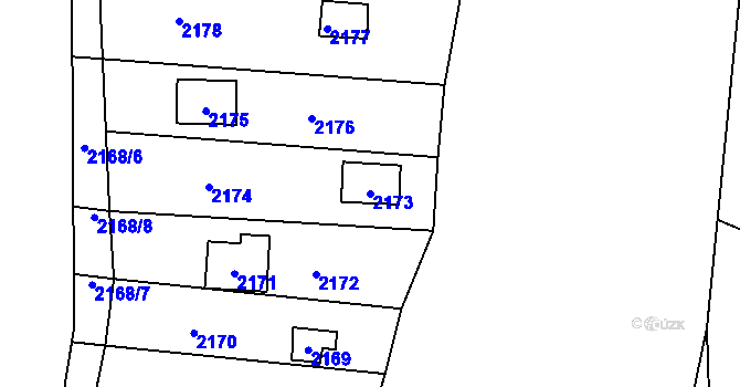 Parcela st. 2173 v KÚ Veverská Bítýška, Katastrální mapa