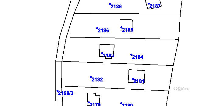 Parcela st. 2183 v KÚ Veverská Bítýška, Katastrální mapa