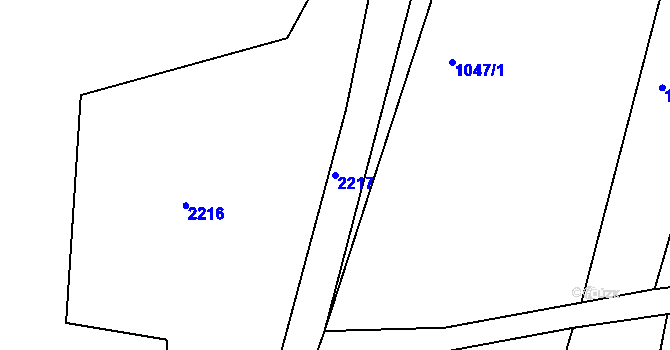 Parcela st. 2217 v KÚ Veverská Bítýška, Katastrální mapa