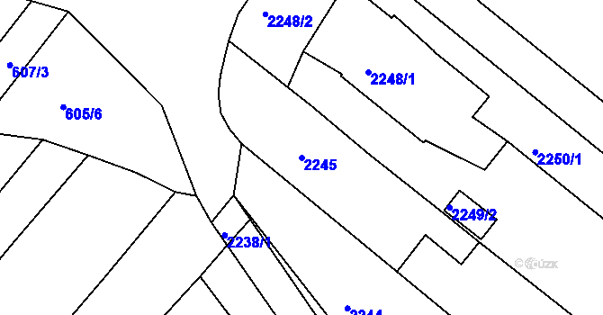 Parcela st. 2245 v KÚ Veverská Bítýška, Katastrální mapa