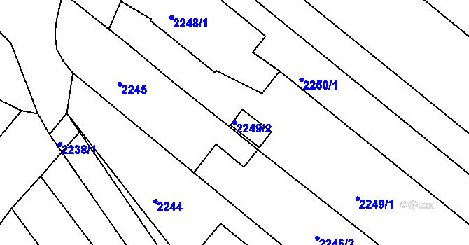 Parcela st. 2249/2 v KÚ Veverská Bítýška, Katastrální mapa