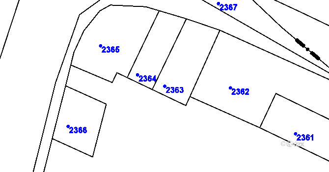Parcela st. 2363 v KÚ Veverská Bítýška, Katastrální mapa