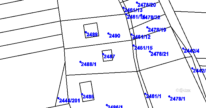 Parcela st. 2487 v KÚ Veverská Bítýška, Katastrální mapa