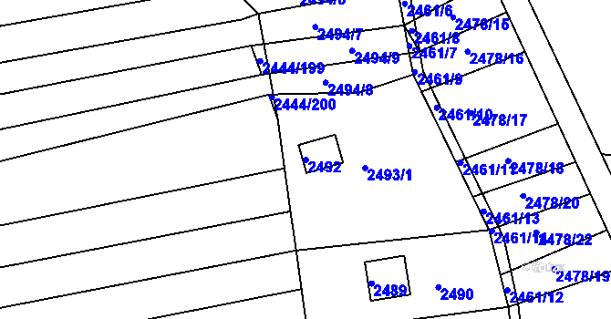 Parcela st. 2492 v KÚ Veverská Bítýška, Katastrální mapa