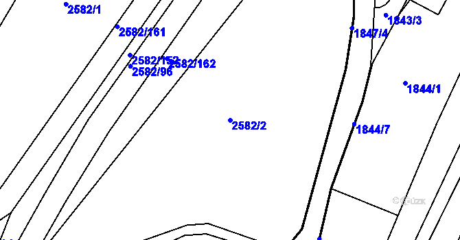 Parcela st. 2582/2 v KÚ Veverská Bítýška, Katastrální mapa