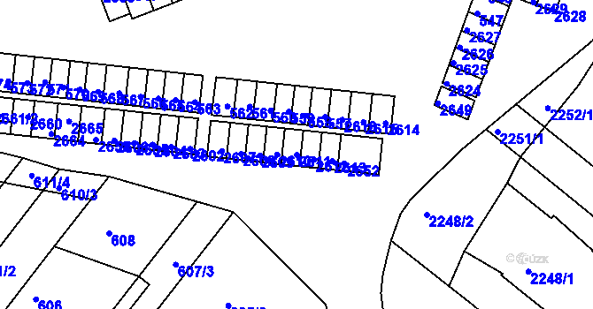 Parcela st. 2611 v KÚ Veverská Bítýška, Katastrální mapa