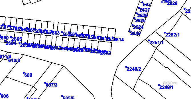 Parcela st. 2613 v KÚ Veverská Bítýška, Katastrální mapa