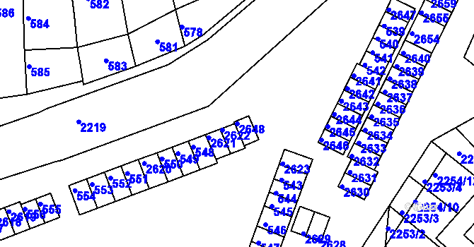 Parcela st. 2648 v KÚ Veverská Bítýška, Katastrální mapa