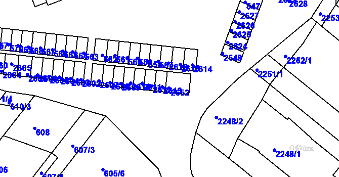Parcela st. 2652 v KÚ Veverská Bítýška, Katastrální mapa