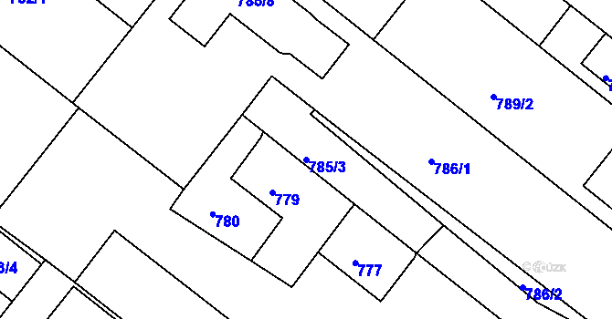 Parcela st. 785/3 v KÚ Veverská Bítýška, Katastrální mapa