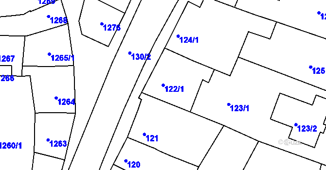 Parcela st. 122/1 v KÚ Veverská Bítýška, Katastrální mapa