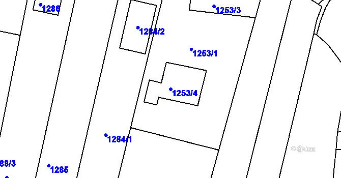 Parcela st. 1253/4 v KÚ Veverská Bítýška, Katastrální mapa