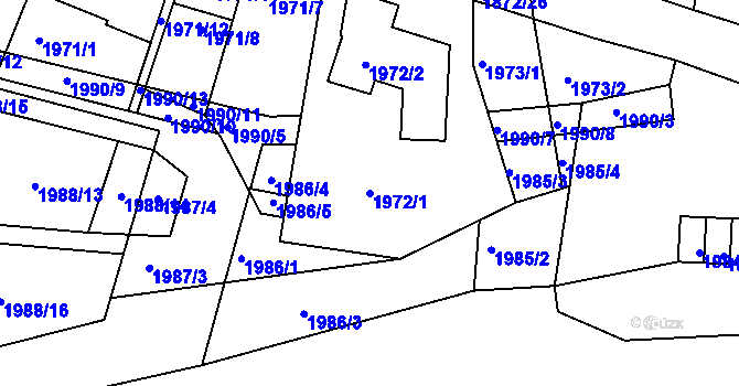 Parcela st. 1972/1 v KÚ Veverská Bítýška, Katastrální mapa